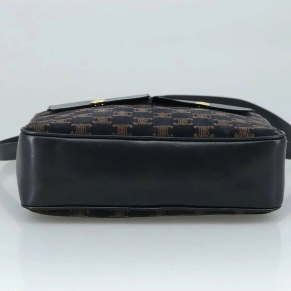 CELINE Macadam Canvas Shoulder Bag Suede Leather Navy Auth - Picture 6 of 16